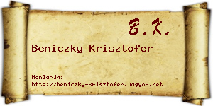 Beniczky Krisztofer névjegykártya